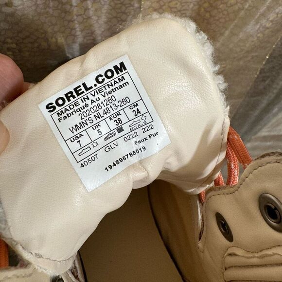 Sorel Brex Cozy Lace Up Boots White Cream Pink Size 7 Winter Boot NEW with Tags - Picture 7 of 11